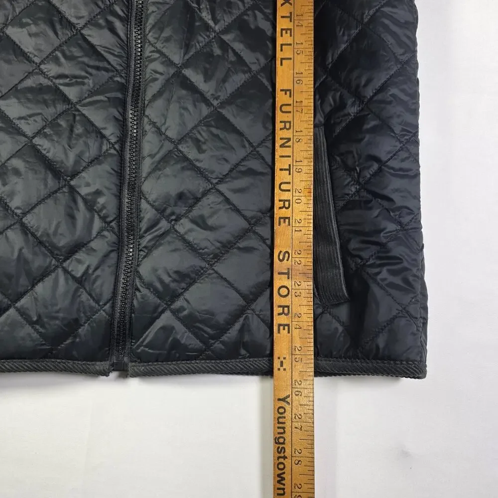 Volcom Reversible Quilted Vest Youth XL (18-20) Black Corduroy Collar Full Zip